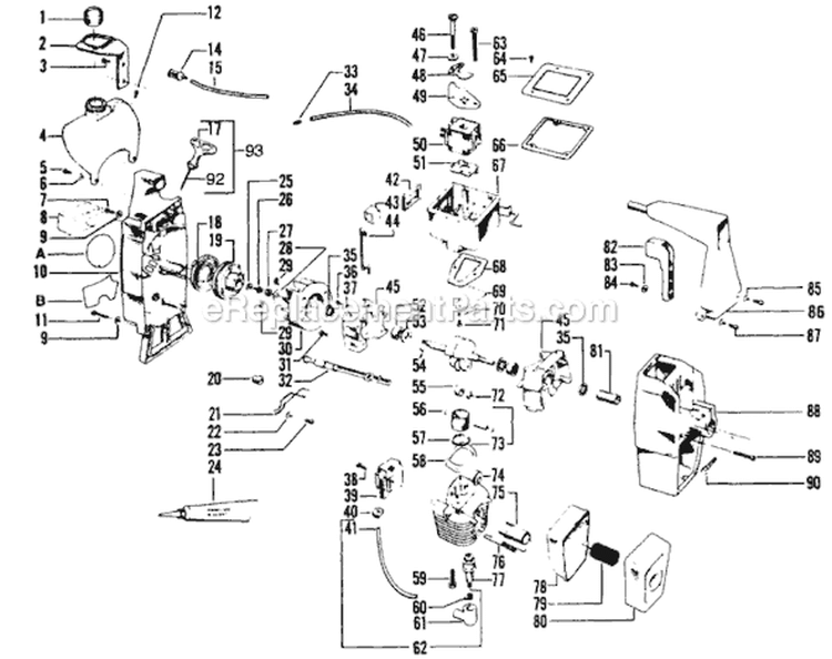 Page C Diagram and Parts List for 1500  Weed Eater Trimmer
